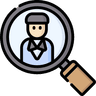 KYC Icon A cartoon of a man inside a magnifying glass